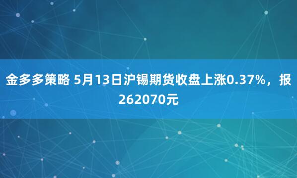 金多多策略 5月13日沪锡期货收盘上涨0.37%，报262070元